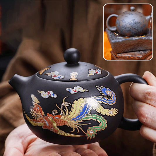 Dragon and Phoenix Purple Sand Pot